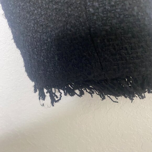 Venus Open Front Long Blazer Jacket Womens‎ Size 12 Black Tweed Fringed Lined - Picture 10 of 15